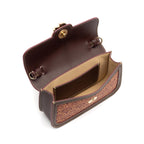 BOLSA BAGUETE TRANSVERSAL SIRENA MONOGRAMA CANVAS CARAMELO