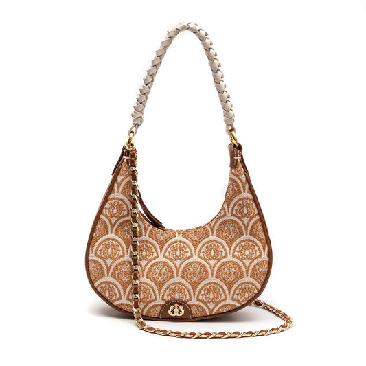 BOLSA HOBO SIRENA PEQUENA JACQUARD CARAMELO