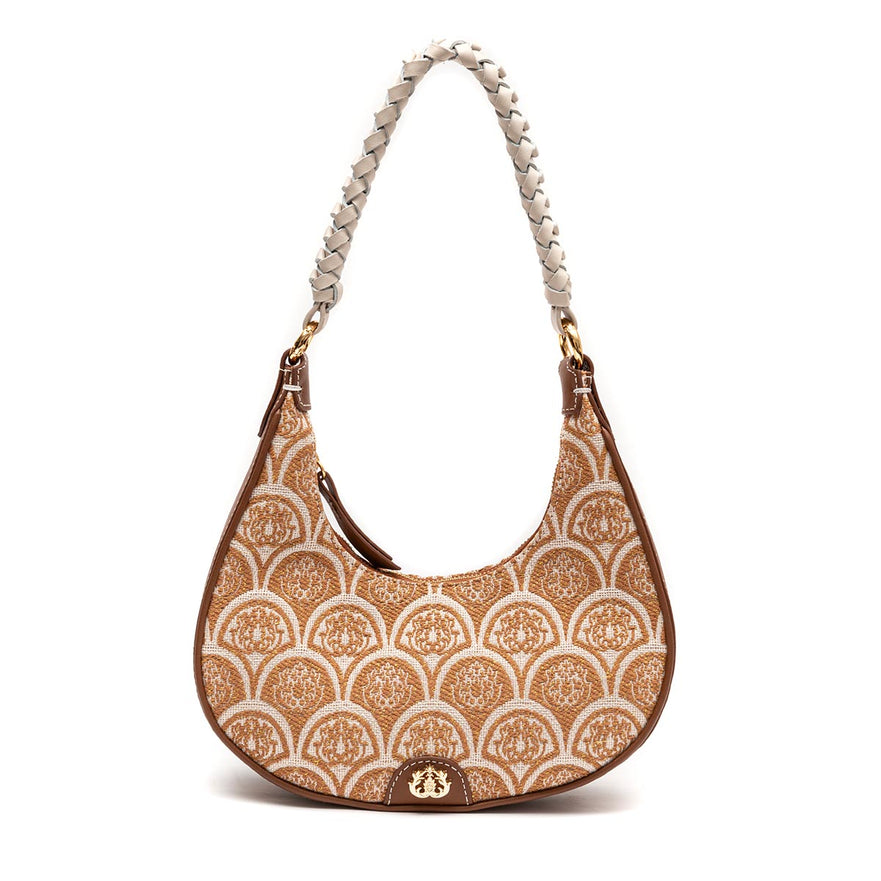 BOLSA HOBO SIRENA PEQUENA JACQUARD CARAMELO