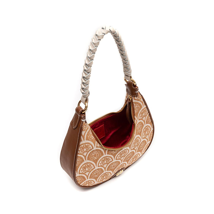 BOLSA HOBO SIRENA PEQUENA JACQUARD CARAMELO