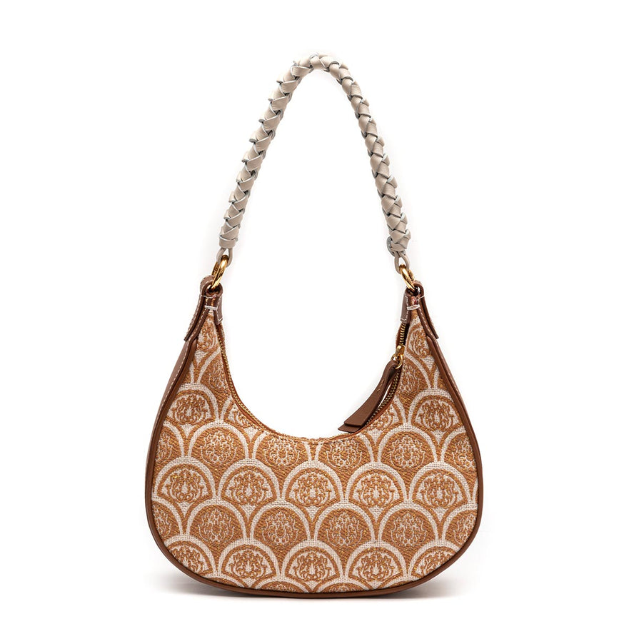 BOLSA HOBO SIRENA PEQUENA JACQUARD CARAMELO