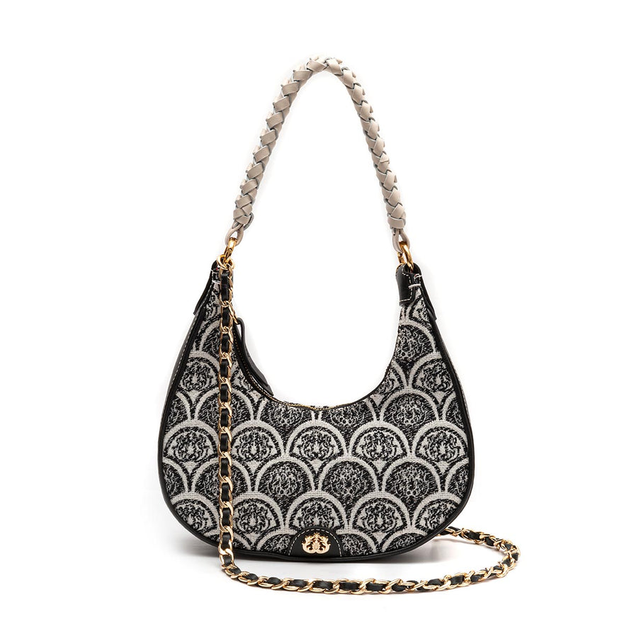BOLSA HOBO SIRENA JACQUARD PRETO