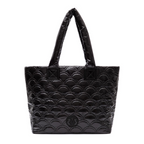 BLACK NYLON PUFFER MAXI TOTE BAG