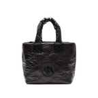 SMALL BLACK NYLON PUFFER TOTE BAG