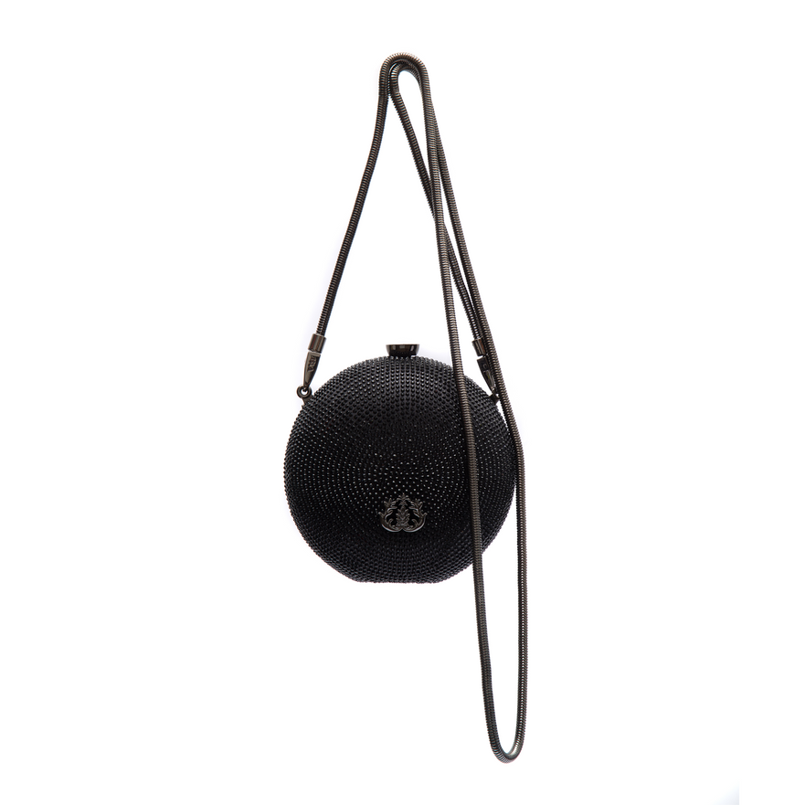 BOLSA MINI ESFERA CRISTAIS PRETA