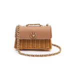 MINI SELENE RATTAN AND CLAY HONEY LEATHER BAG