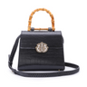 BOLSA TOP HANDLE MÉDIA MAXI CROCO PRETO