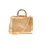 DIANA MAXI BAG IN NATURAL LEATHER AND INDIAN STRAW GOLD