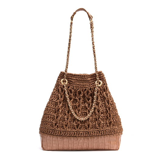 BOLSA MAXI SAVANA SHOPPER GRANDE RÁFIA COURO BALM