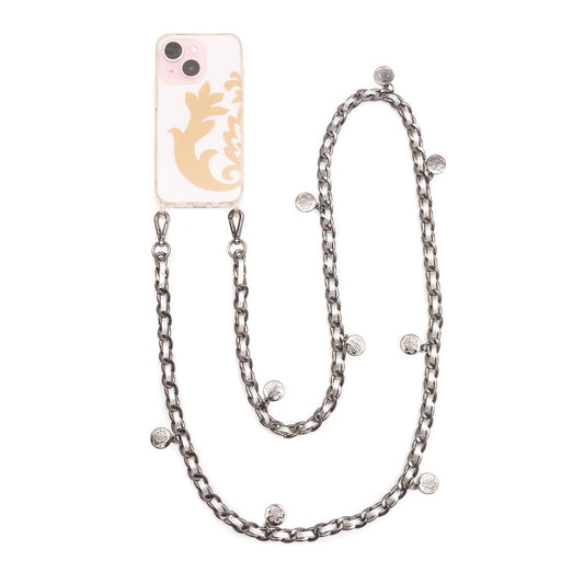 ALÇA DE CELULAR MEDALHAS PRATA ONIX